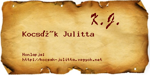 Kocsák Julitta névjegykártya